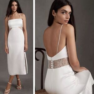Sachin + Babi White Satin Bridal Midi‎ Slip Dress Size 0